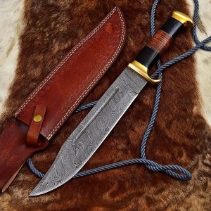 Hand Forged Hunting Knife,Custom Damascus Hunting Knife, Black Muqalta Handle Knife, Leather Handle Hunting Knife, Premium Hunting Knife USA, Damascus Hunting Knife for Sale, Hunting Knife with Leather Sheath, Outdoor Survival Knife, High-Quality Damascus Knife, Handmade Hunting Knife, Fixed Blade Hunting Knife