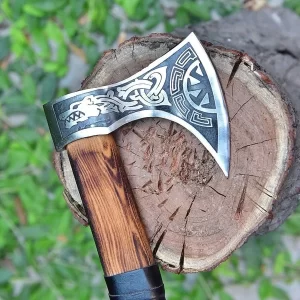 viking handmade axe, axes, steel axe, handmade axe, axe in USA, cheap axe, custom axe, rose wood axe, high carbon steel axe, collectible viking axe, outdoor axe, throwing axe, camping axe, axe for sale USA